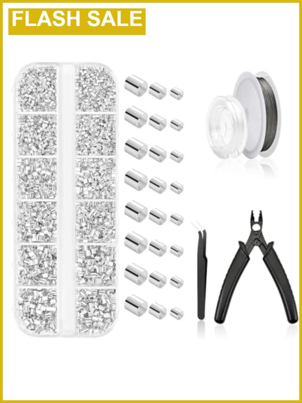 Crimping Beads Jewelry Making Kit with Pliers Copper 3 Sizes